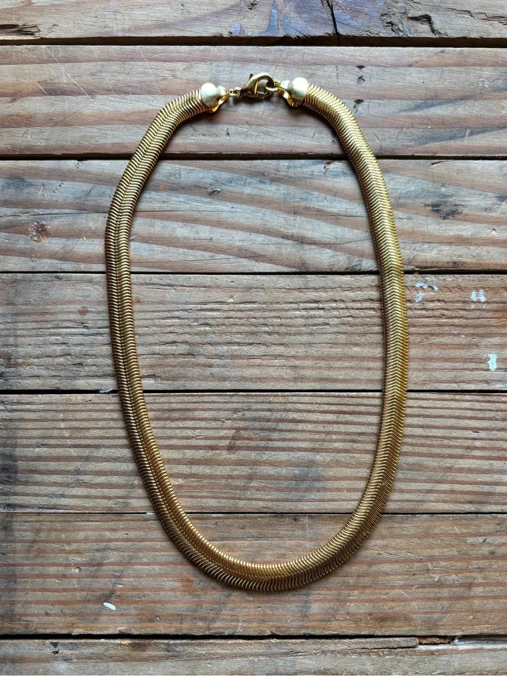 Sterling Forever Gold Herringbone Chain Necklace